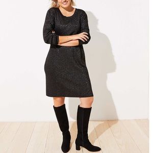 NWT LOFT Plus Shimmer Sweater Dress in Black